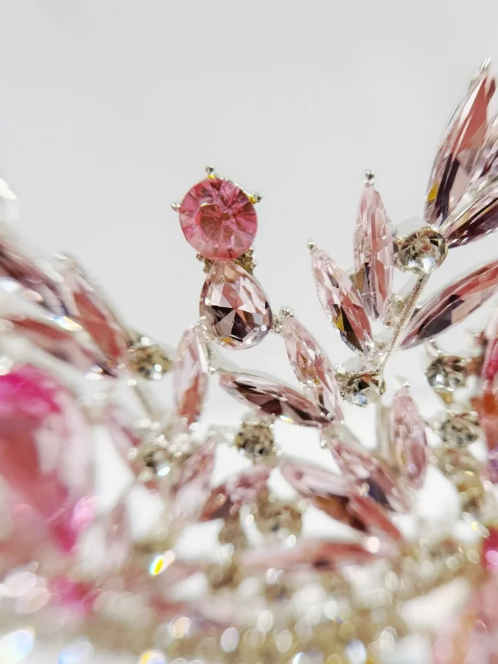 Pink Crystal Tiara, Wedding Crown, Princess Rhinestone Headpiece, Bridal tiara